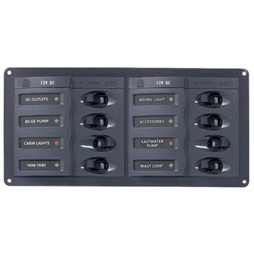 BEP Trennschalter-Panel DC 12V, 8-fach, horizontal BEP Trennschalter-Panel DC 12V, 8-fach, horizontal