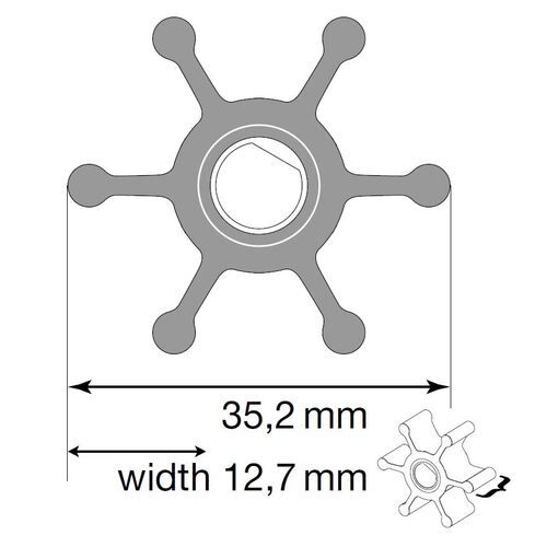 Johnson Impeller für F2 Pumpe, Nitril, mit O-Ring Johnson Impeller für F2 Pumpe, Nitril, mit O-Ring