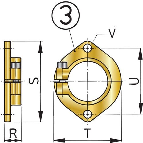 Vetus Montageflansch für Stevenrohr, Ø 25mm