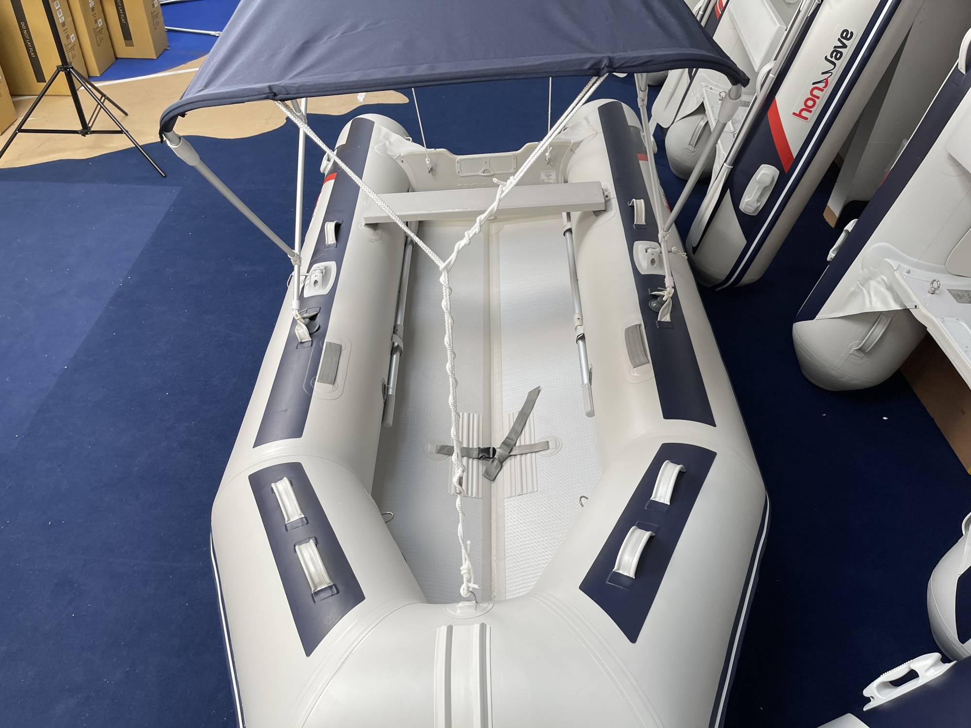 Ma-Sa Schlauchboot Sonnendach 130 cm breite mit drei Streben dunkelblau